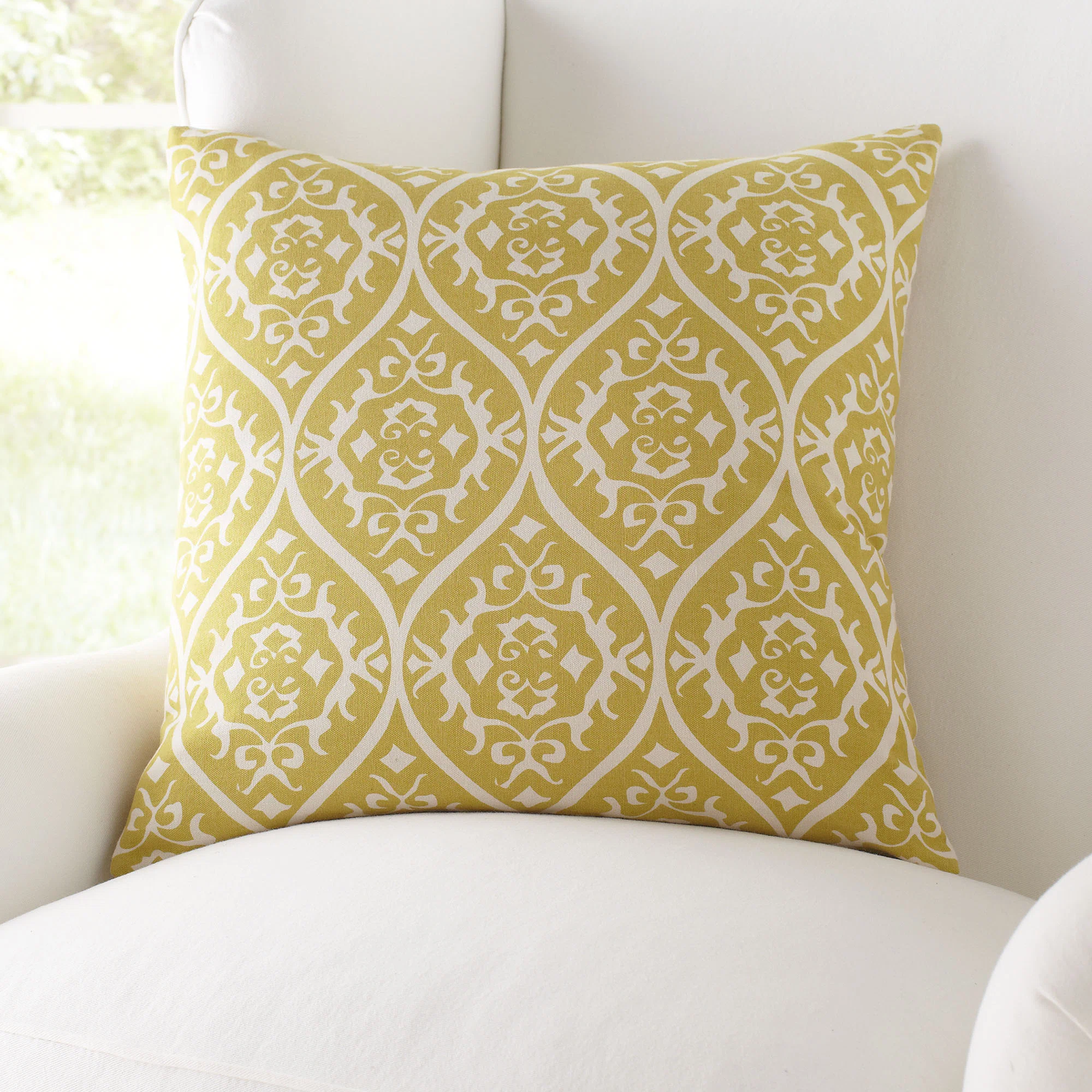 Damask Cotton Throw Pillow, 67% off at Wayfair