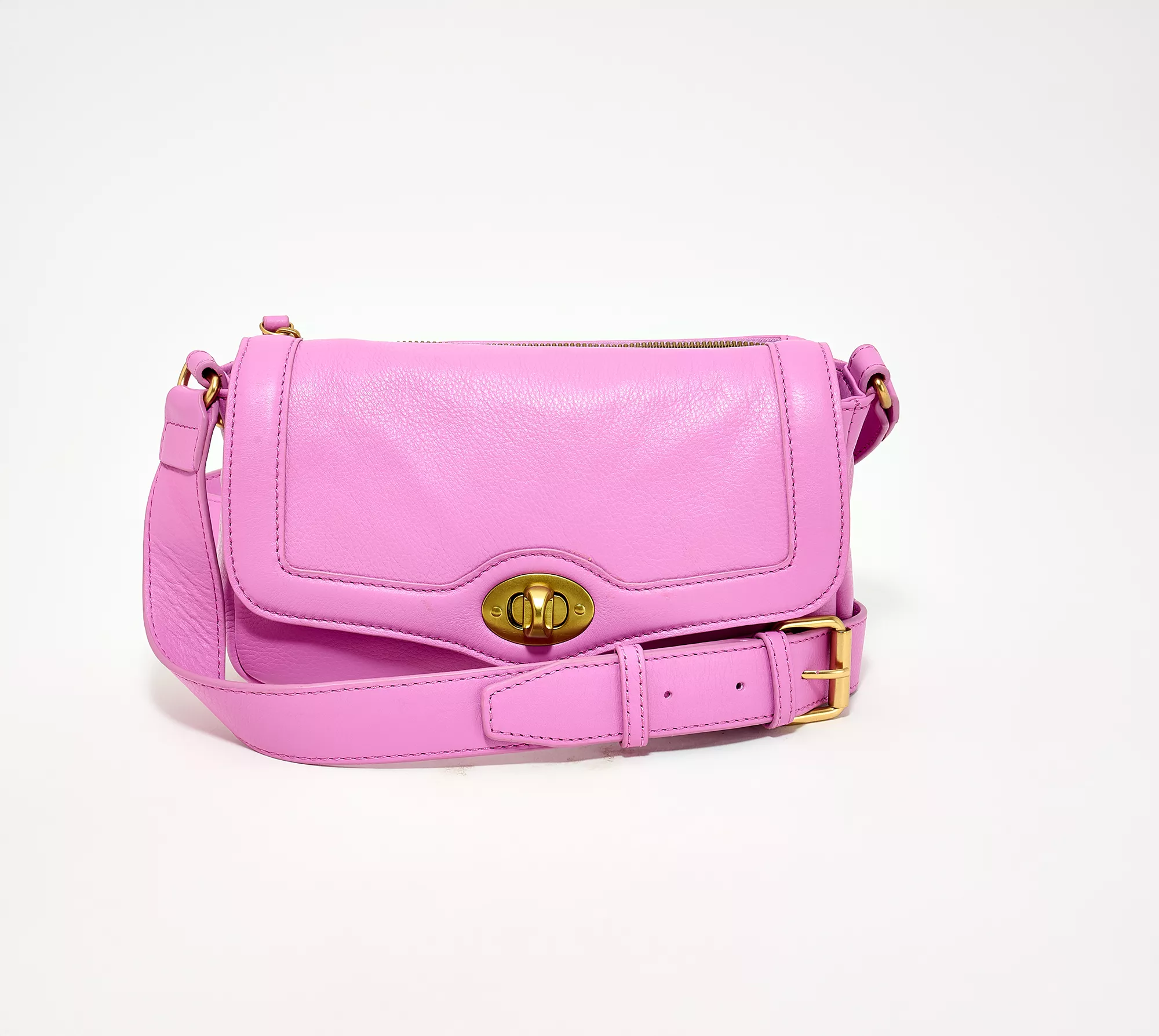 American Leather Co. Avery Double Entry Turnlock Crossbody, 60% off at QVC