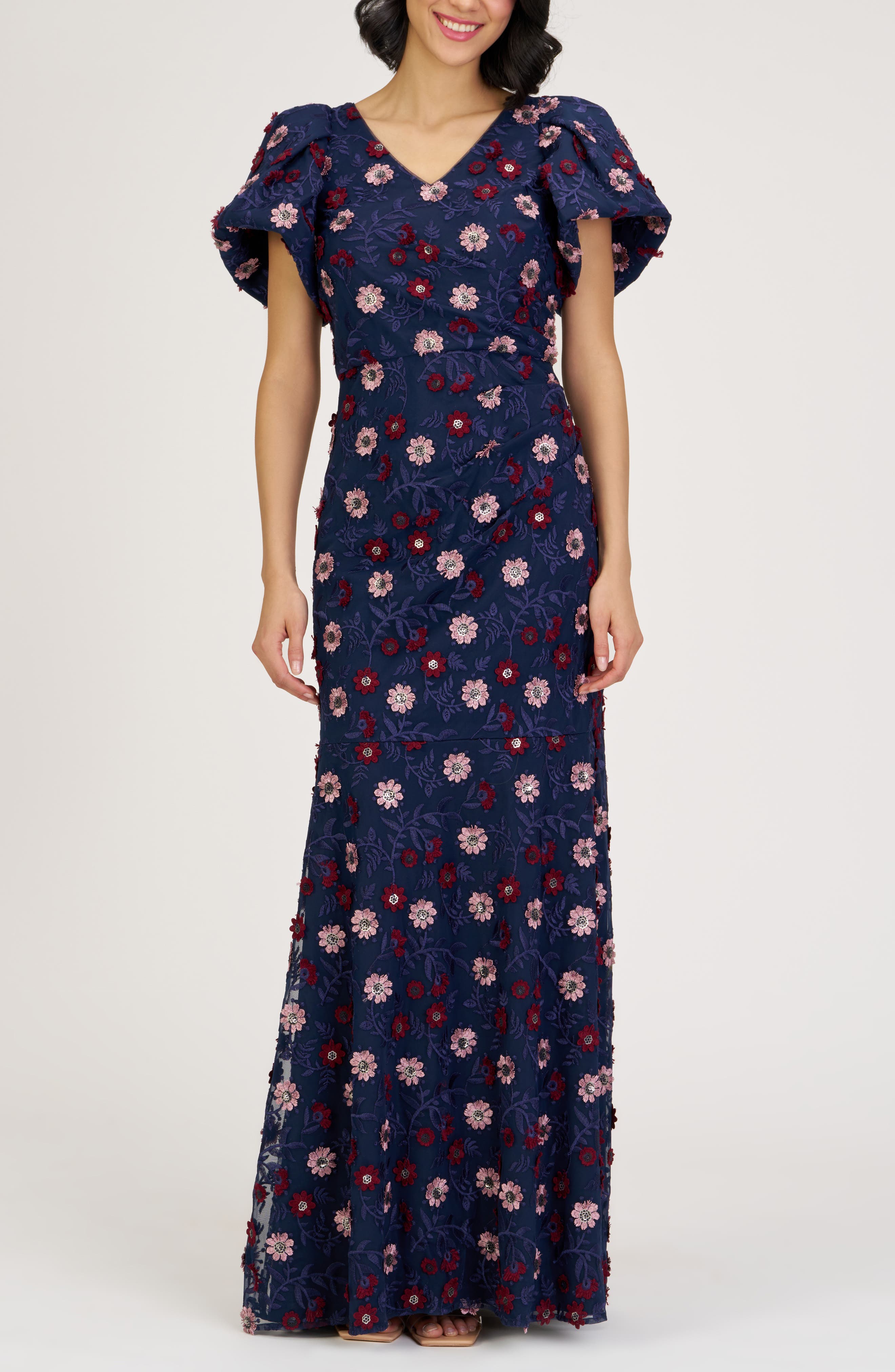 JS Collections Jade Floral Appliqué Gown, 79% off at Nordstrom Rack