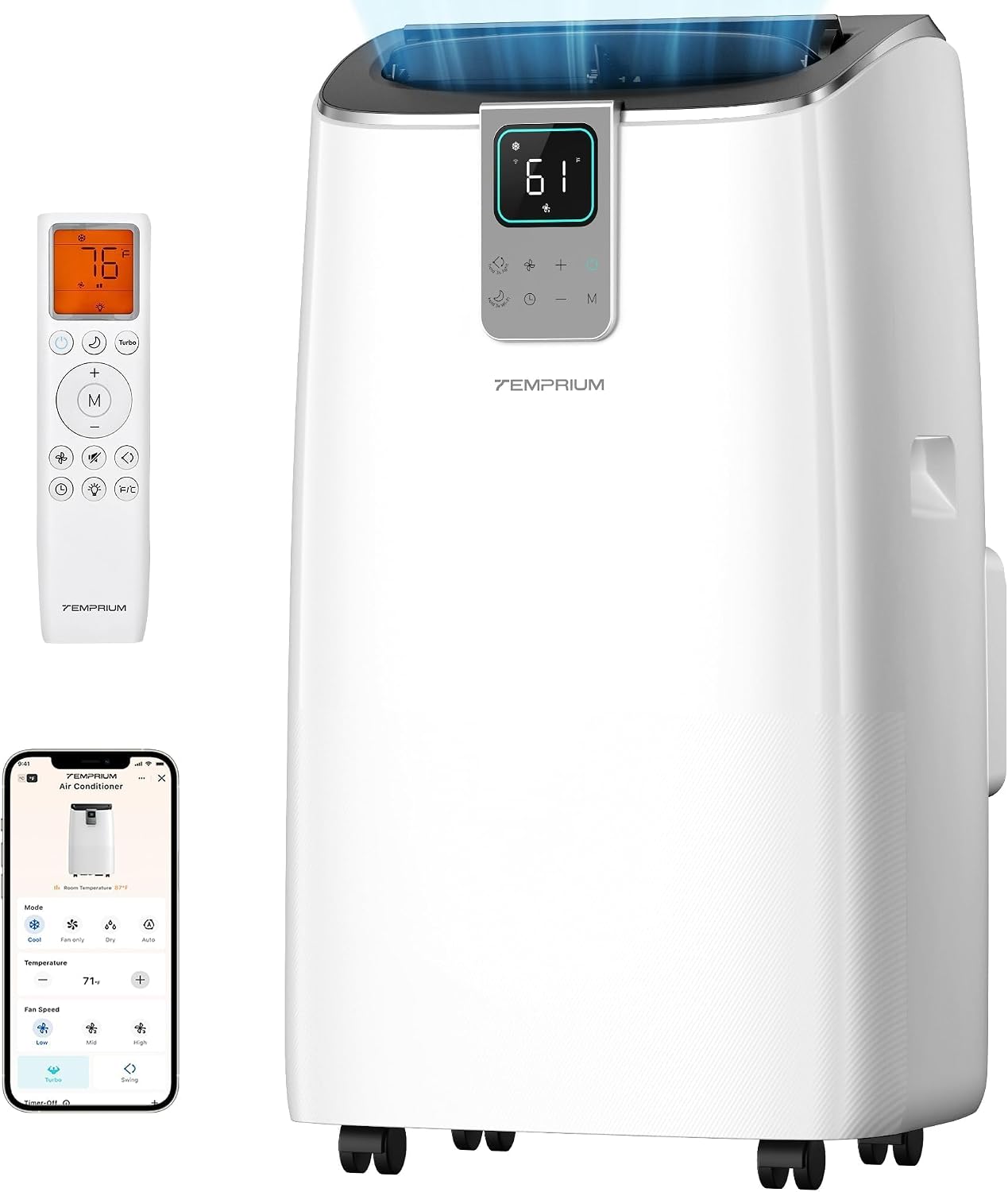 14,000 BTU Portable Air Conditioner, 4-in-1 Smart AC with WiFi Whisper-Quiet 41, 20% off at Amazon