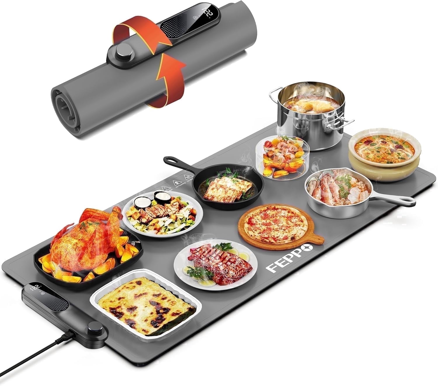FEPPO Warming Mat for Food, (XXL 35”x16”) Electric Warming Tray with 19, 44% off at Walmart