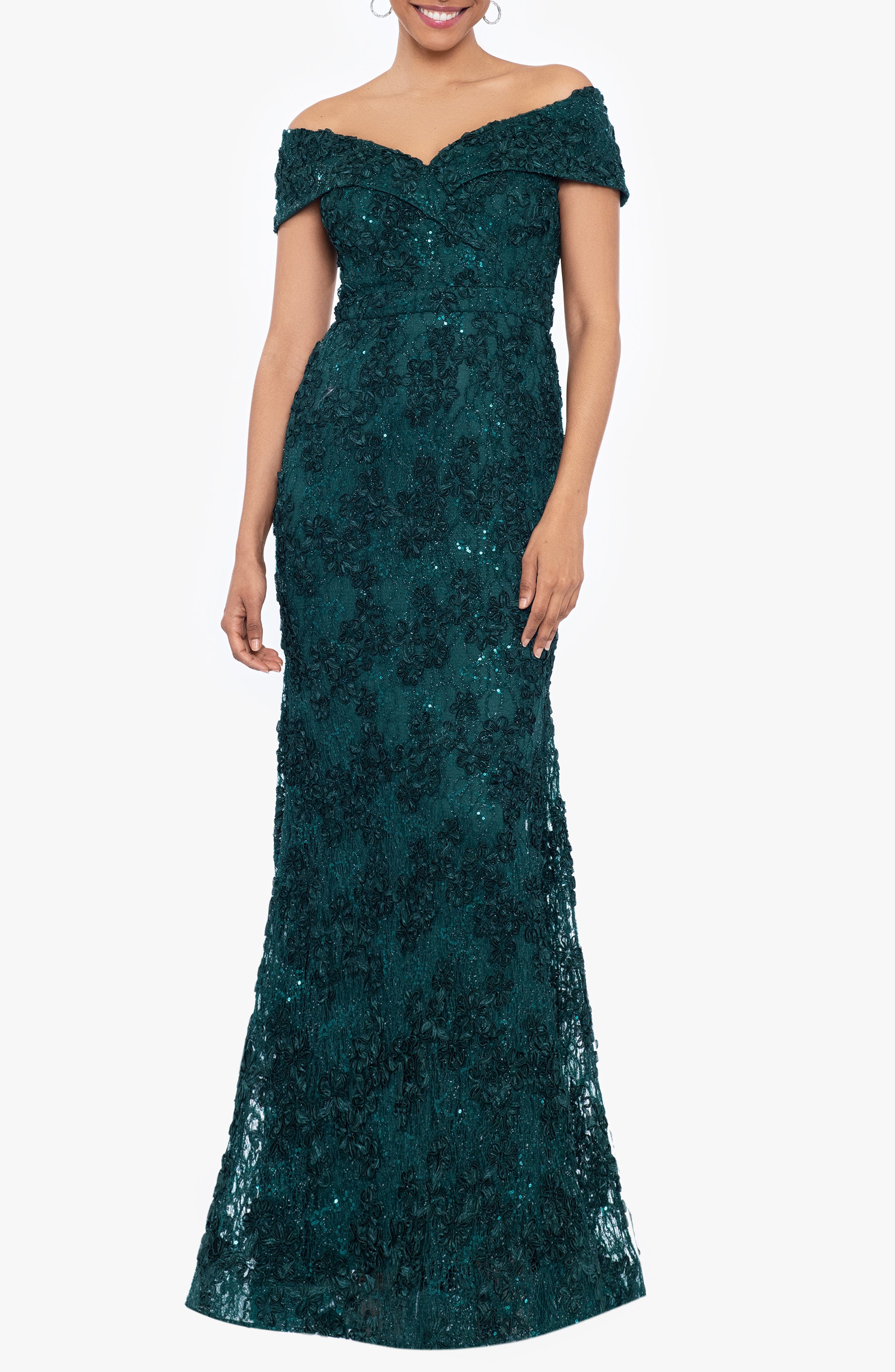 Xscape Evenings Off the Shoulder Embroidered Gown, 78% off at Nordstrom Rack