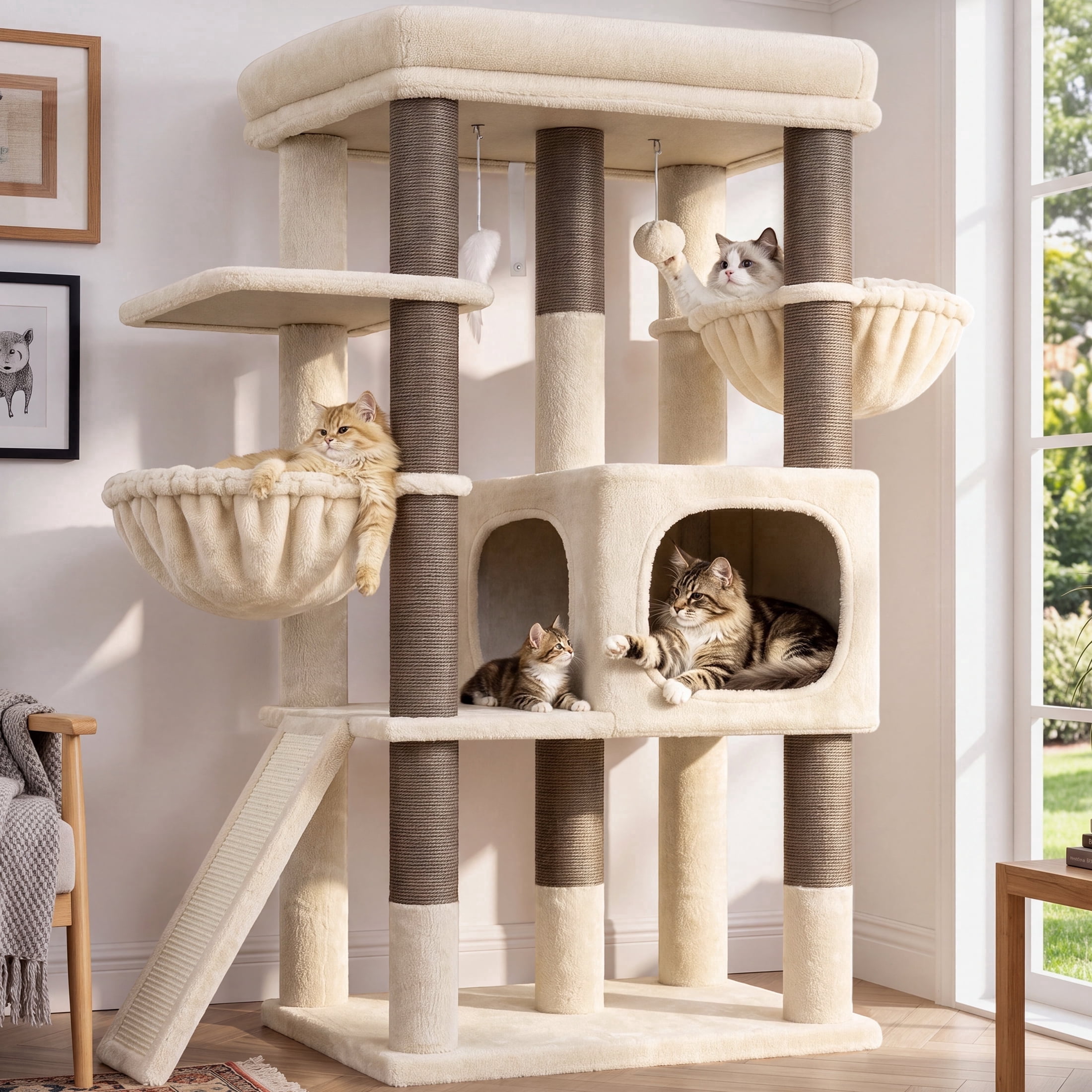 Globlazer 52 Multi-Level Cat Tree Tower with Extra Large Perch Platform, 57% off at Walmart