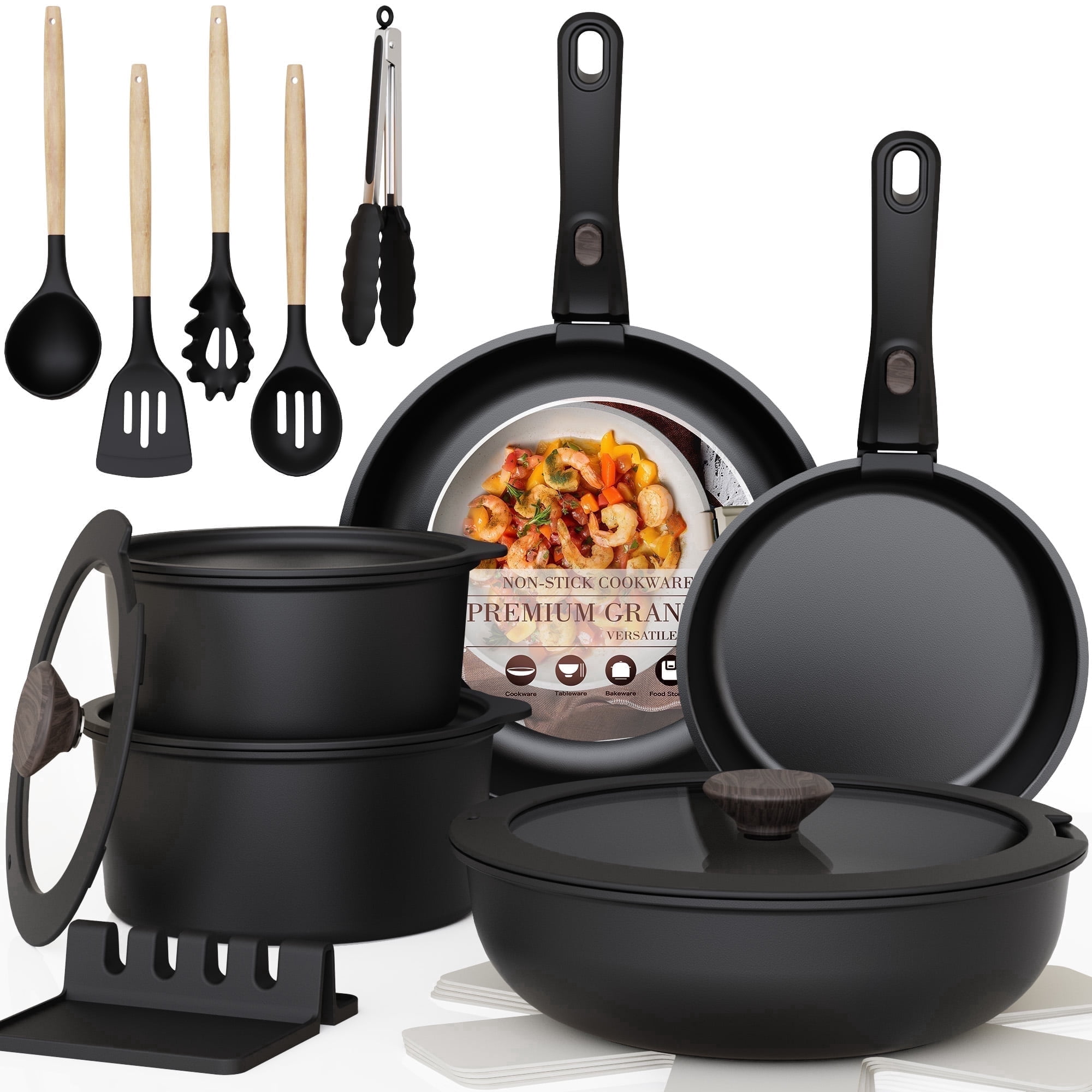 Astercook 20-Piece Pots and Pans Set, Nonstick Cookware Set with Detachable, 59% off at Walmart